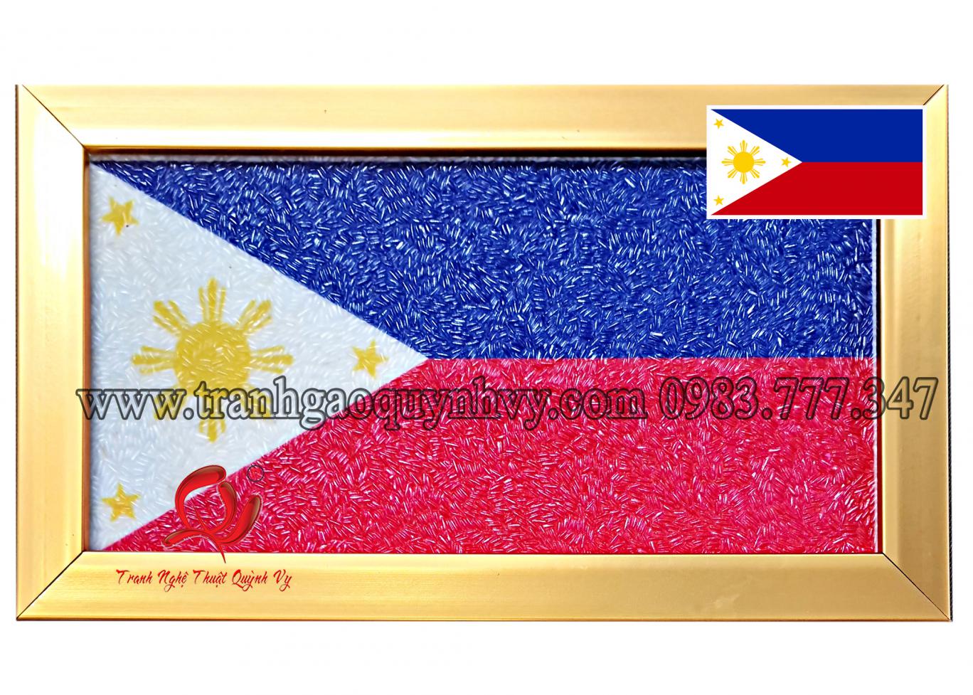 Tranh Gạo Quốc Kỳ Philippines - 14 x 27
