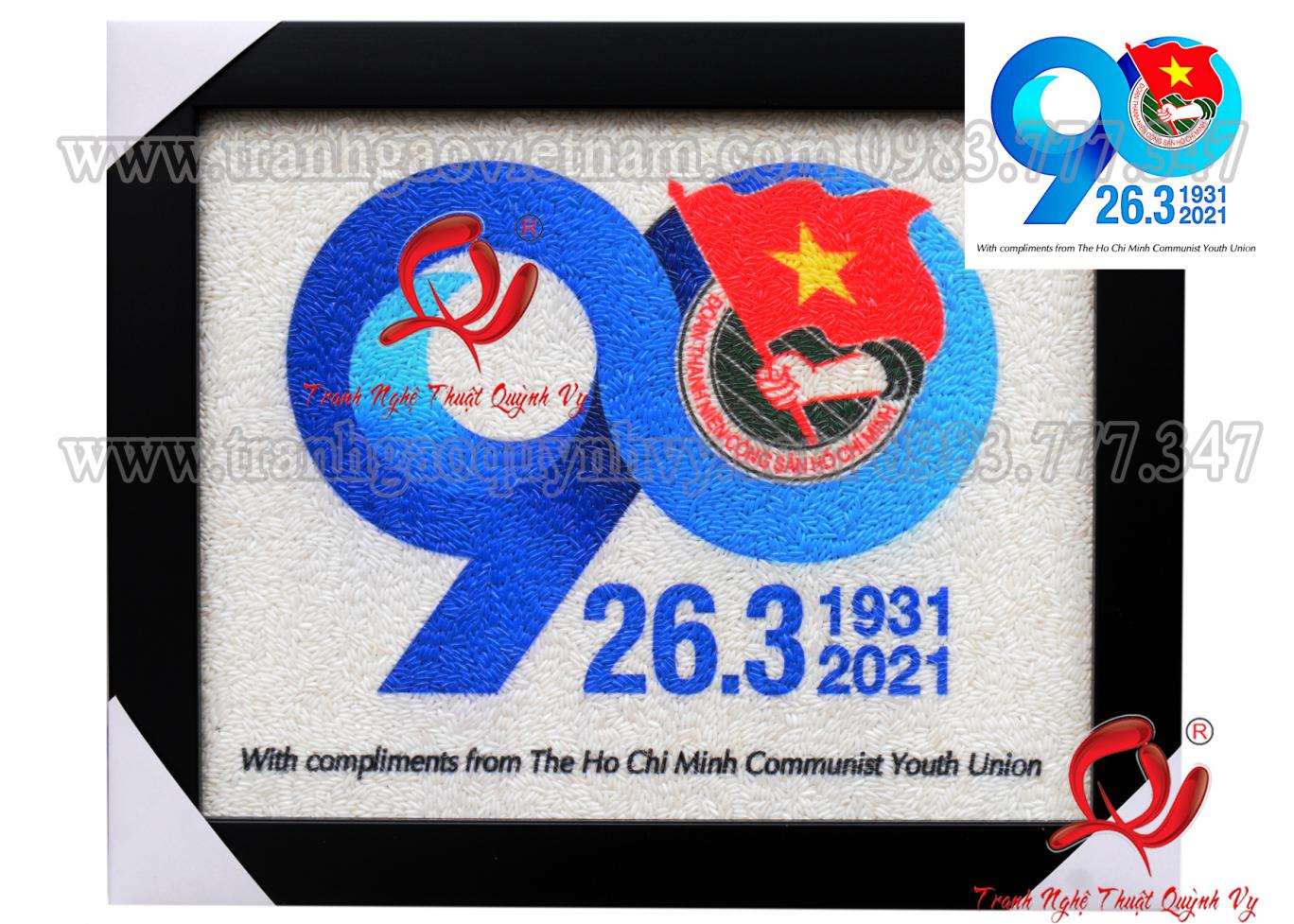Tranh Gạo Màu Logo 90 Năm Đoàn TNCS HCM
