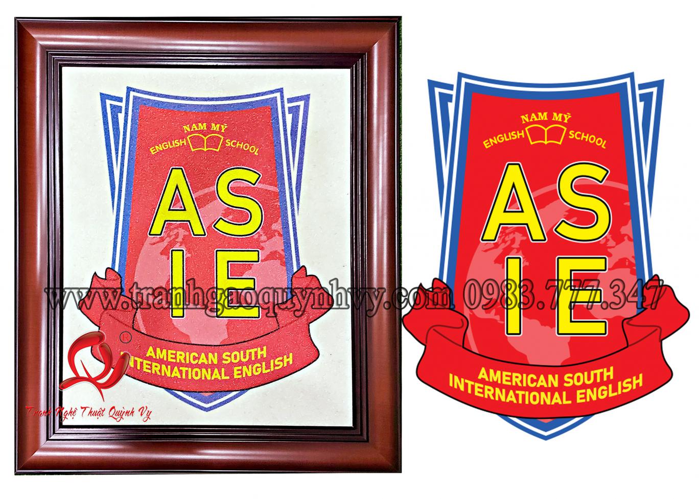 Tranh Gạo Logo Anh Văn Nam Mỹ ASIE 45 x 56