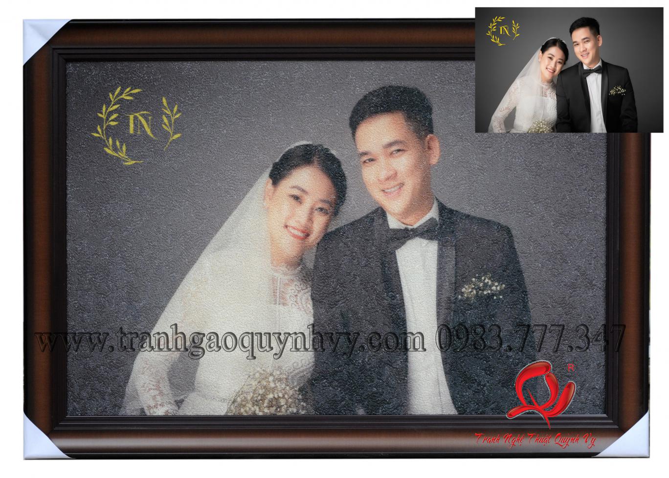 Tranh Gạo Chân Dung Cô Dâu - Chú Rể 60 x 90