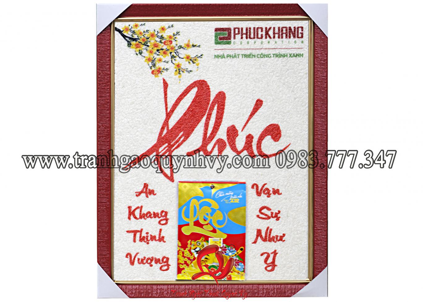 Tranh Gạo Màu Lịch Logo Phúc Khang - 30 x 40