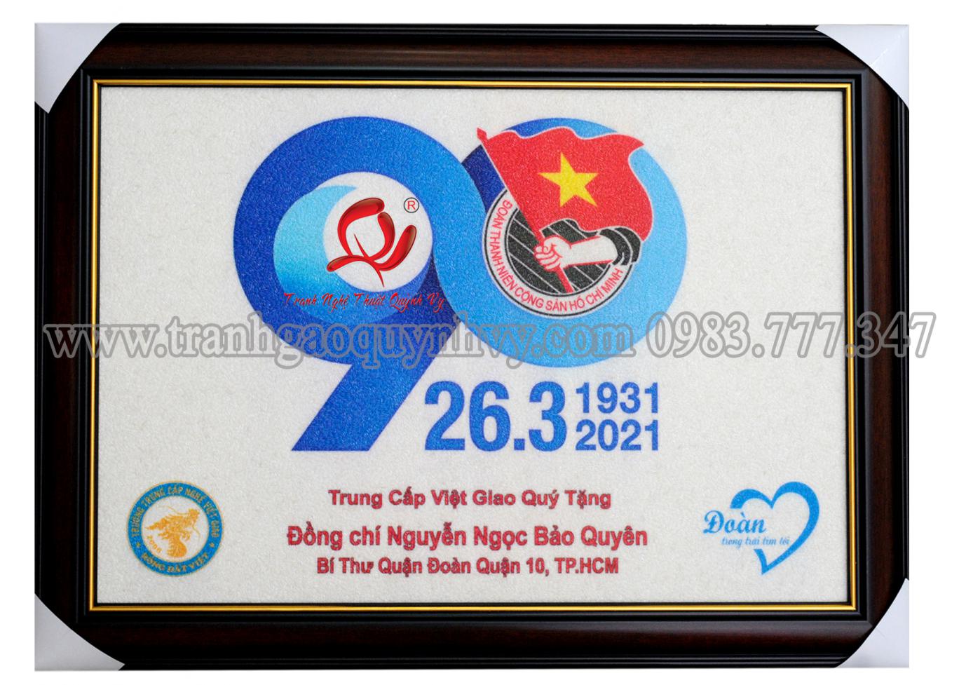 Tranh Gạo Màu Logo Đoàn TNCS HCM & Việt Giao 50 x 70