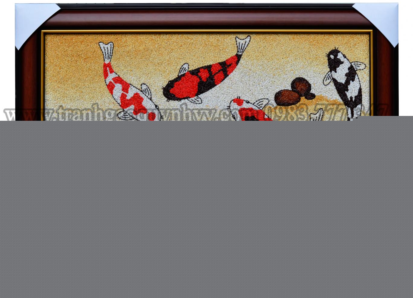 Tranh Gạo 9 cá Koi 40 x 60