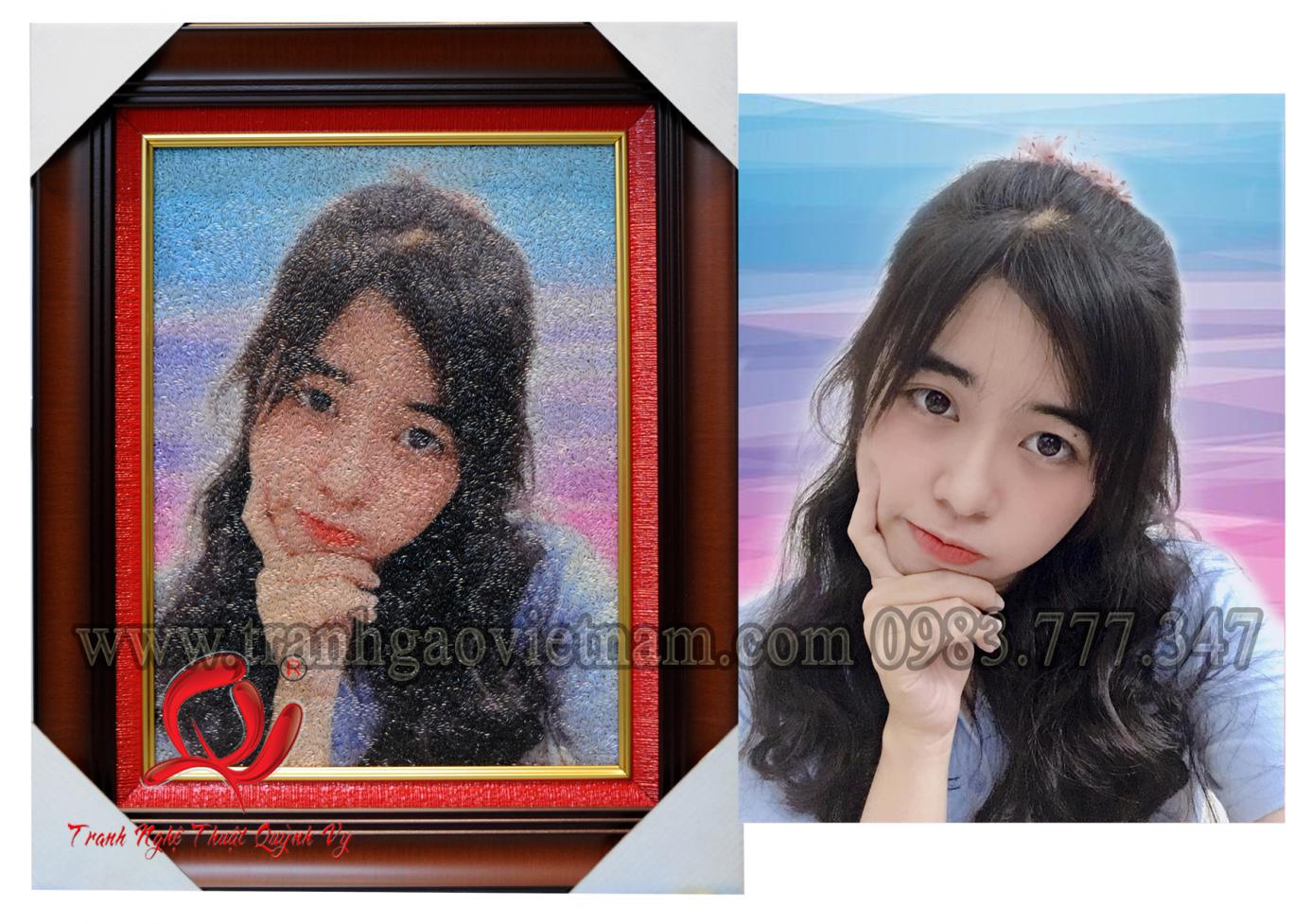 Tranh Gạo Chân Dung Cô Giáo 30 x 40