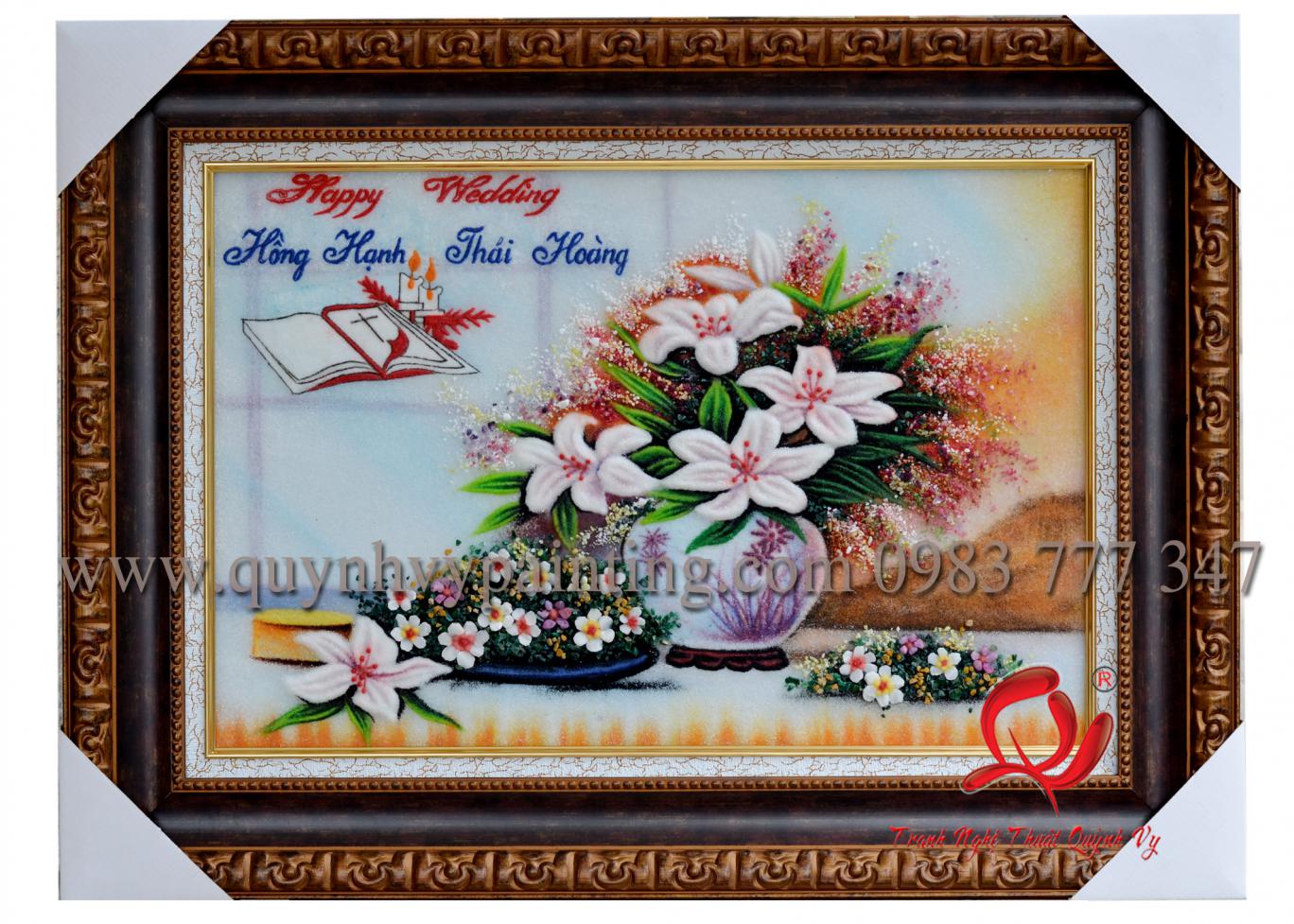 Đá Quý Chữ Wedding - Hoa Lá
