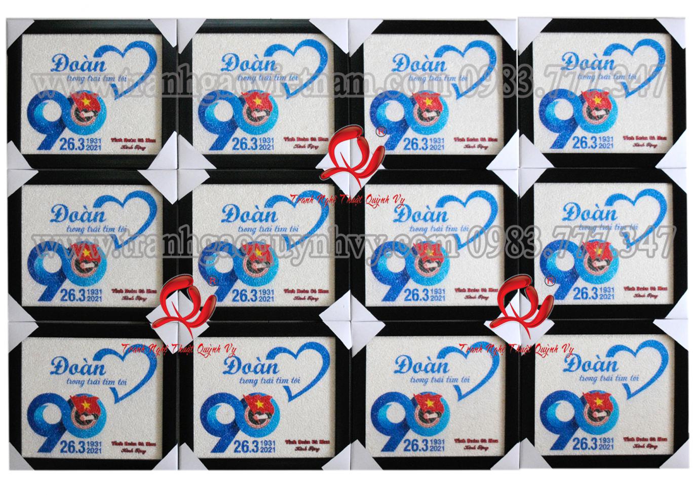 Tranh Gạo Màu Logo - Đoàn TNCS 90 năm