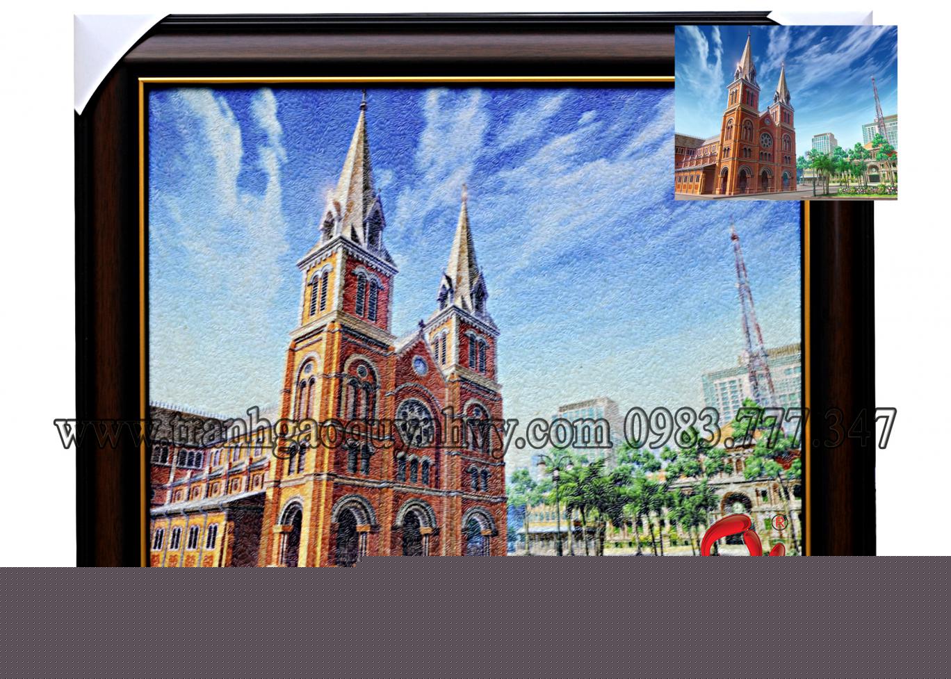 Tranh Gạo Nhà Thờ Đức Bà - 45 x 57