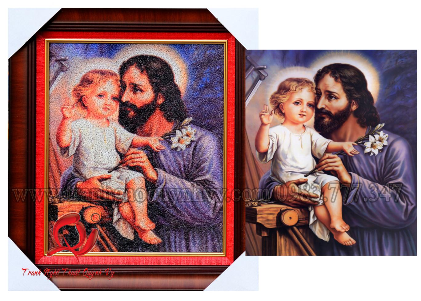 Chân Dung 2 người - Thánh cả Juse và Chúa - 35 x 42 