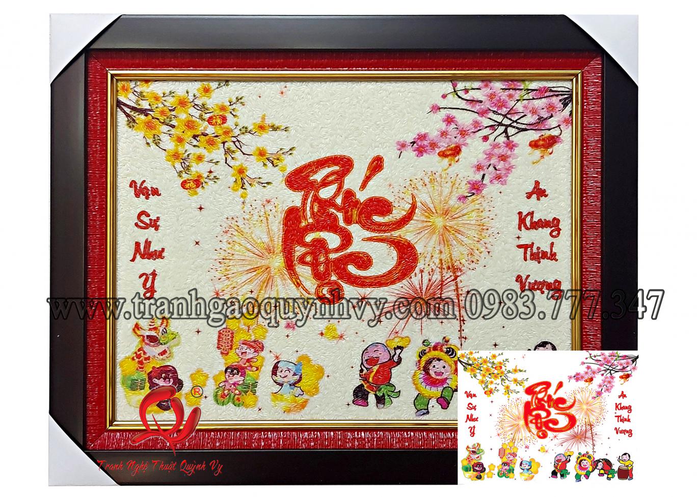 Tranh Gạo Mẫu Phúc Lộc - Tết 2022 - 30 x 40