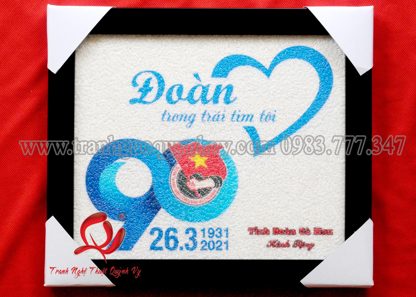Tranh Gạo Màu Logo 90 Năm Đoàn TNCS HCM - Tỉnh Đoàn Cà Mau