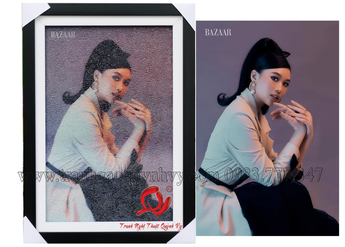 Tranh Gạo Chân Dung 1 người 30 X 45