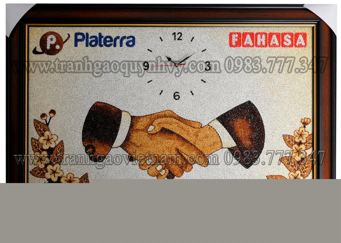 Tranh Gạo Sơn Màu Logo FAHASA - Đồng Hồ - 50 x 75