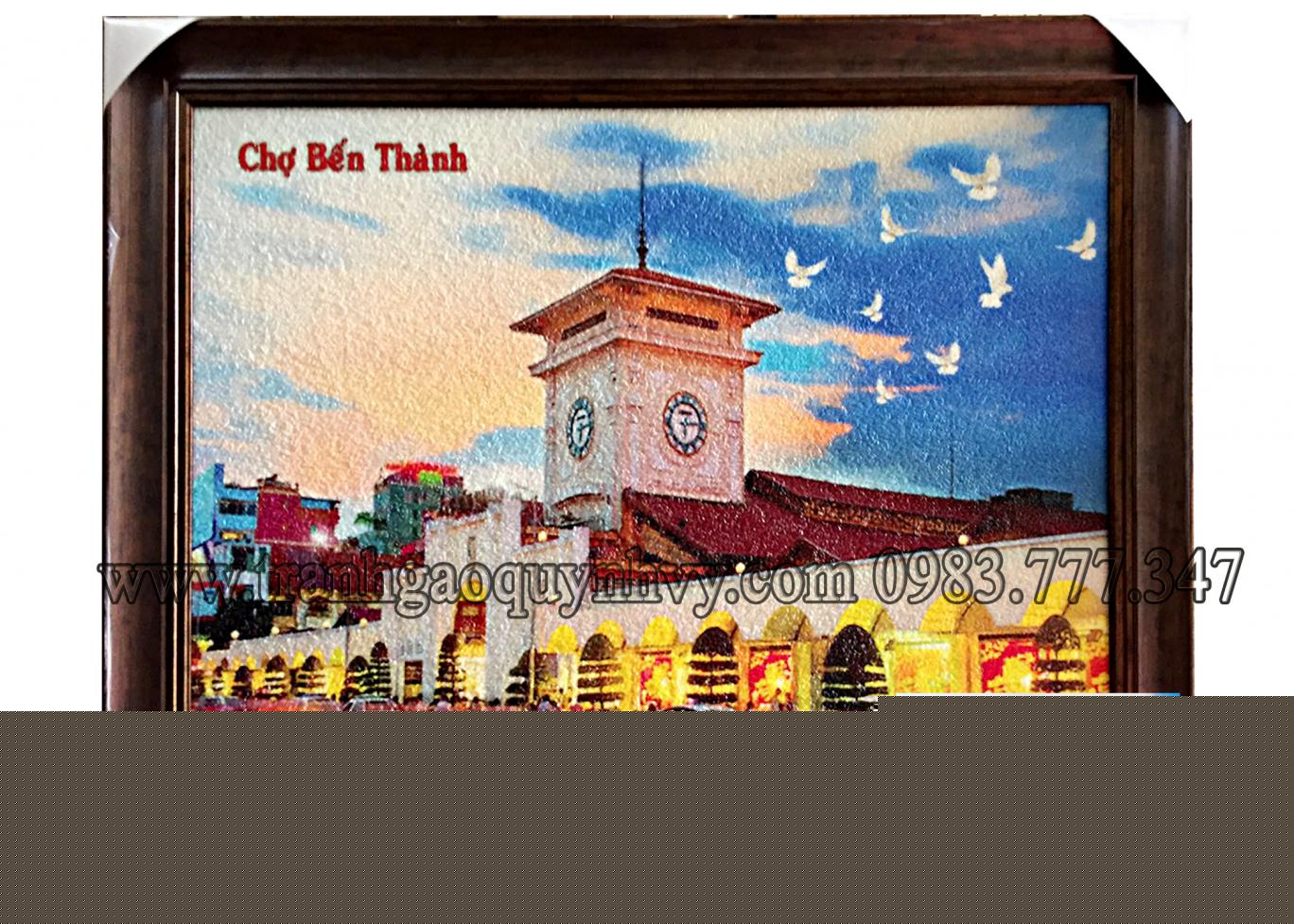 Tranh Chợ Bến Thành 40 x 60 