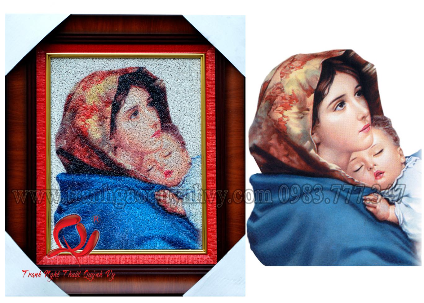 Chân Dung 2 người -Mẹ Maria& Chúa Hài Đồng - 25 x 35 cm
