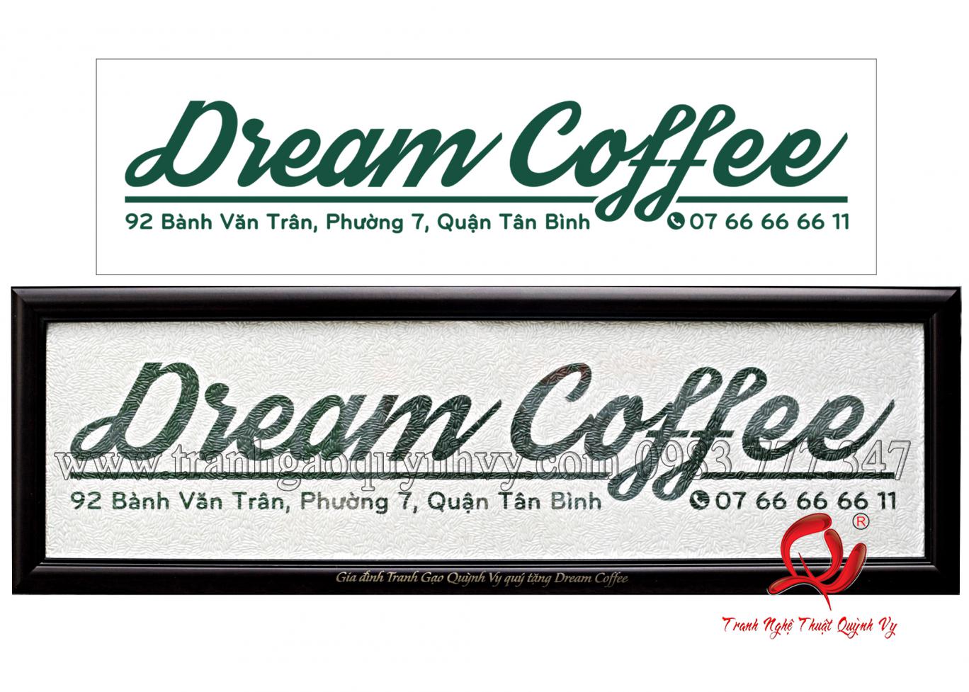 Tranh Gạo Logo Dream Coffee 15 x 54