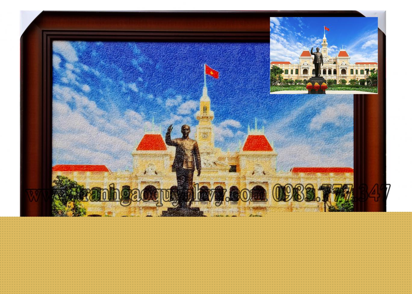 Tranh Gạo Màu UBND TP. Hồ Chí Minh - 40 x 60