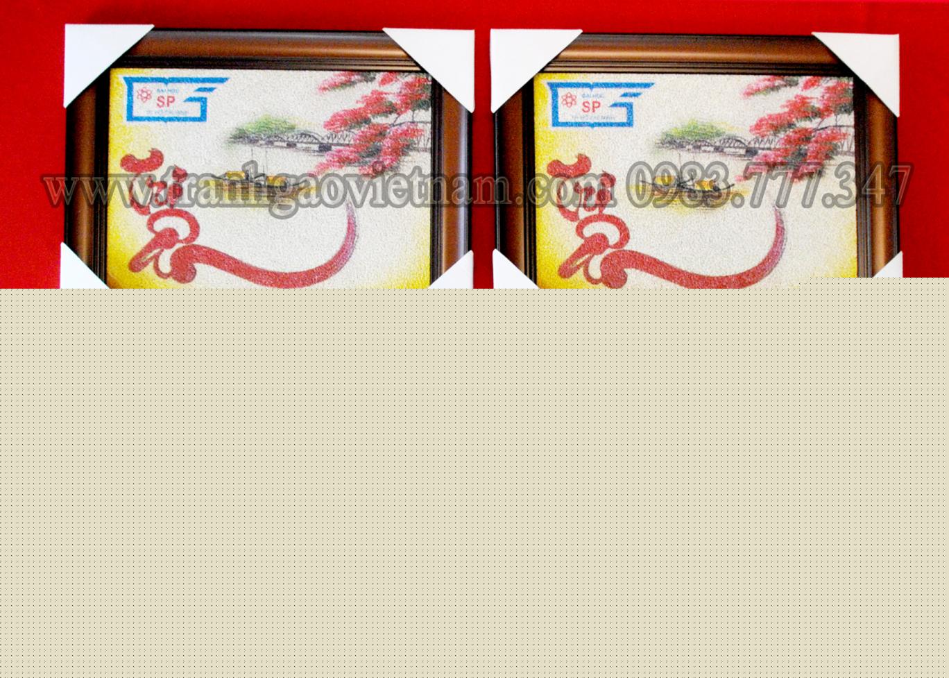Tranh Gạo Màu chữ Tri Ân - Logo ĐHSP - 30 x 40 cm