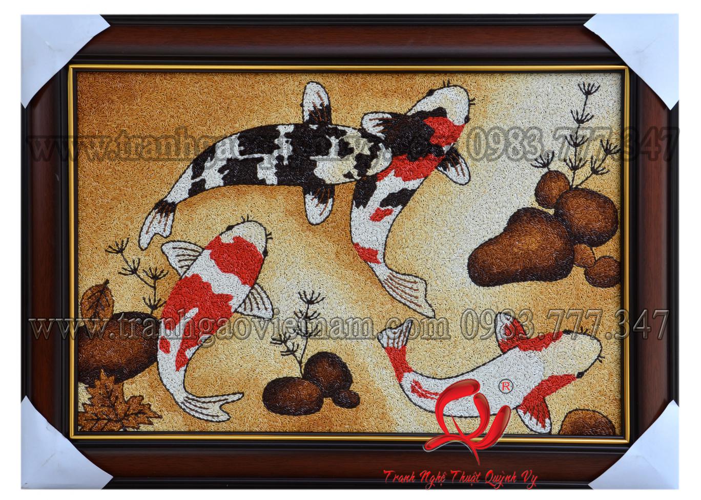 Tranh Gạo 4 Cá Koi 40 x 60