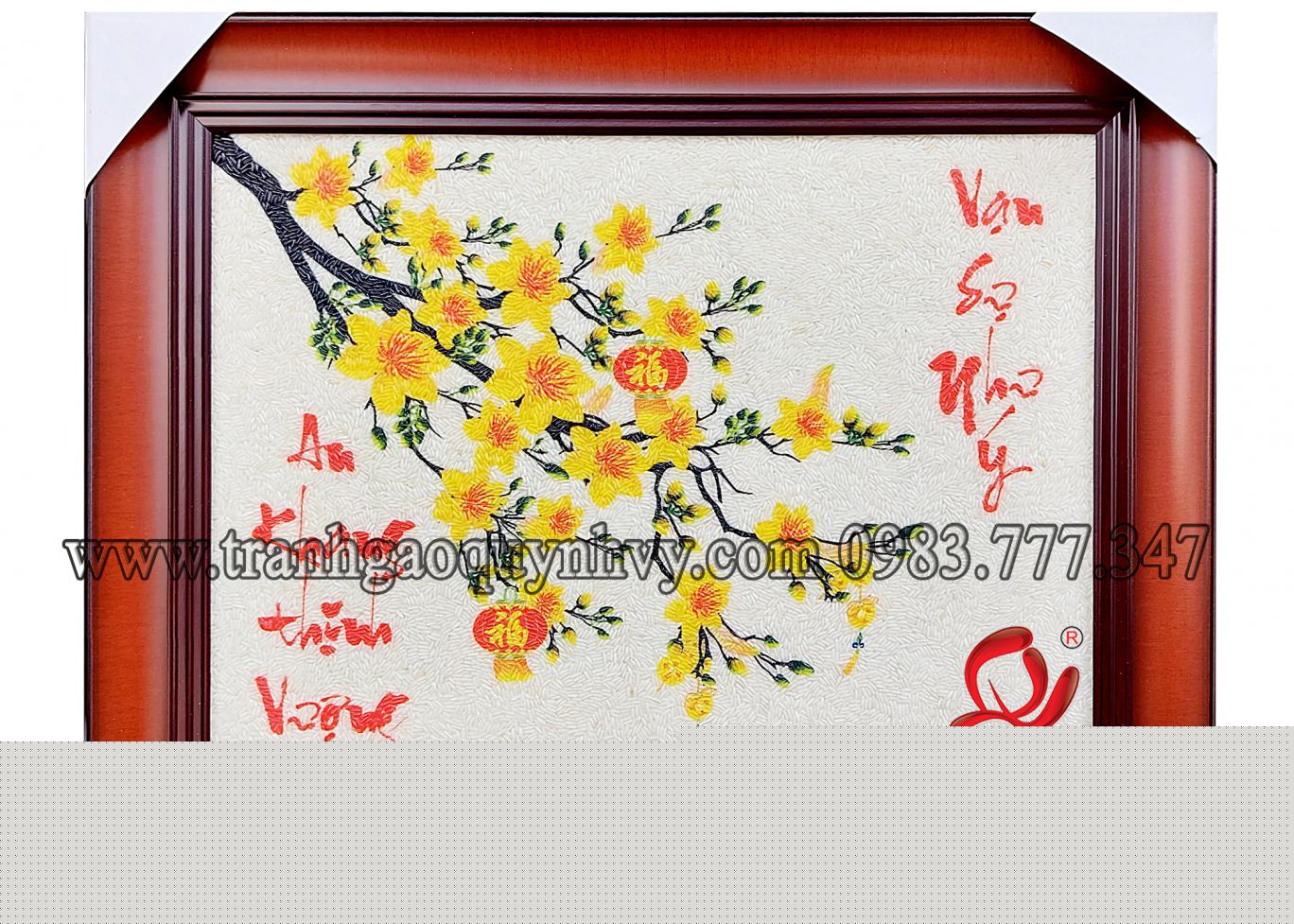 Tranh Gạo Màu Xuân 2022 - Hoa Mai - 30 x 40
