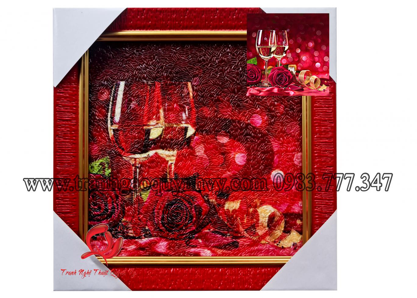 Tranh Ly rượu 20 x 20