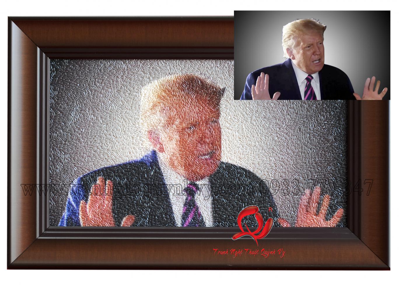 Tranh Gạo Màu Chân Dung Trump 20 x 35