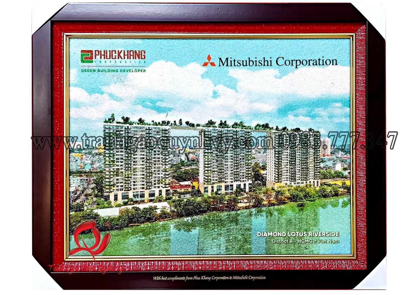 Tranh Gạo Logo Phúc Khang - Diamond Lotus Riverside - 35 x 45