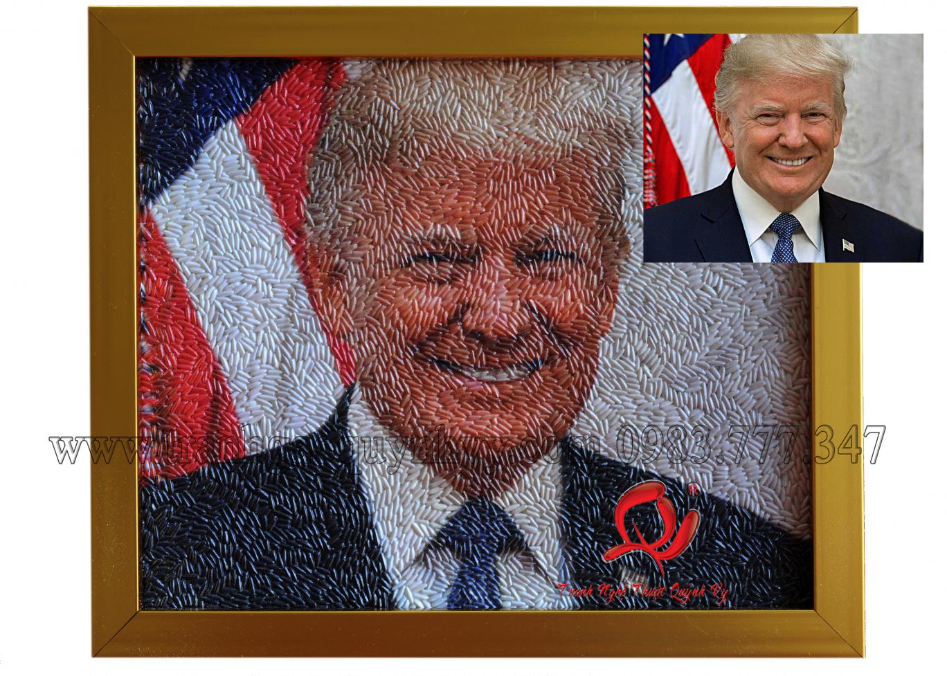 Tranh Gạo Màu Chân Dung Trump 18 x 22