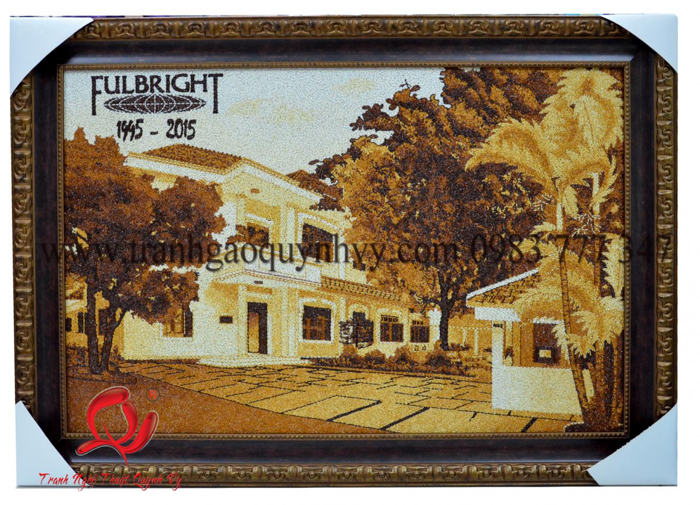 Tranh Gạo Logo Trường ĐH FullBright 80 x 120