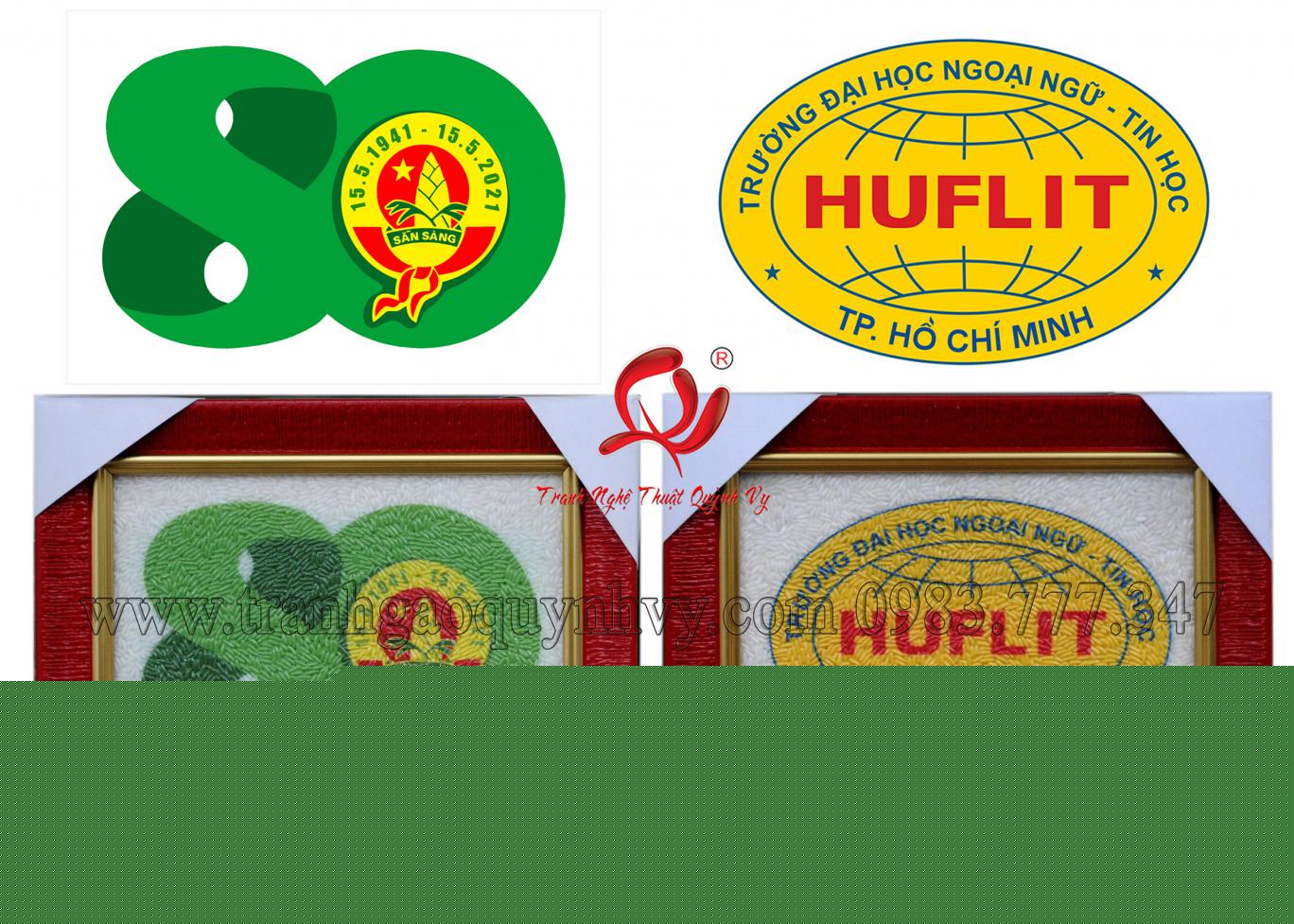 Tranh Gạo Màu Logo Mini Để Bàn 13 x 18