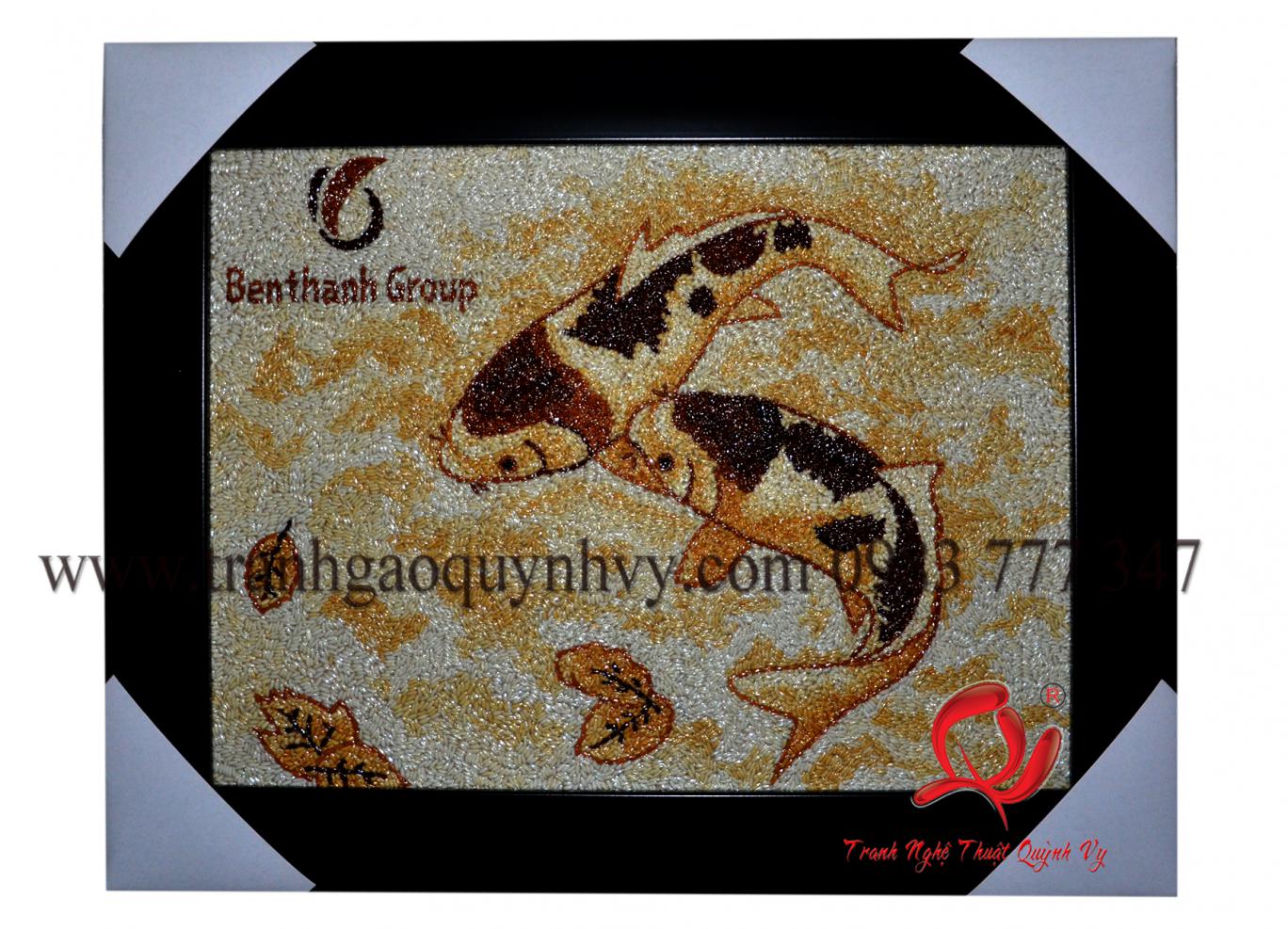 Tranh Gạo Logo & Đôi cá Koi