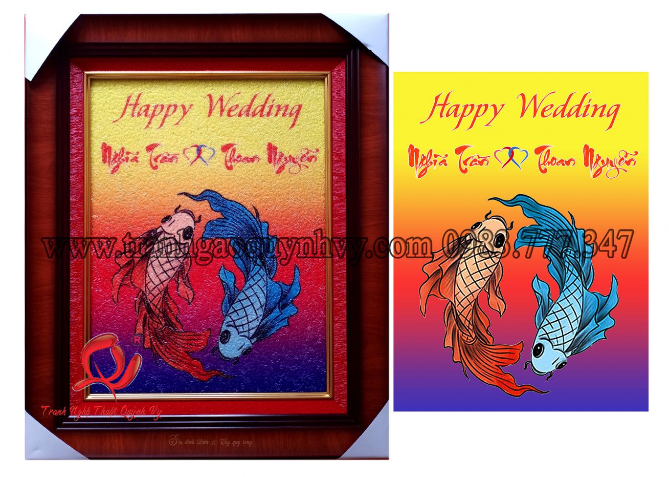 Tranh Đôi Cá Đám Cưới - 30 x 40