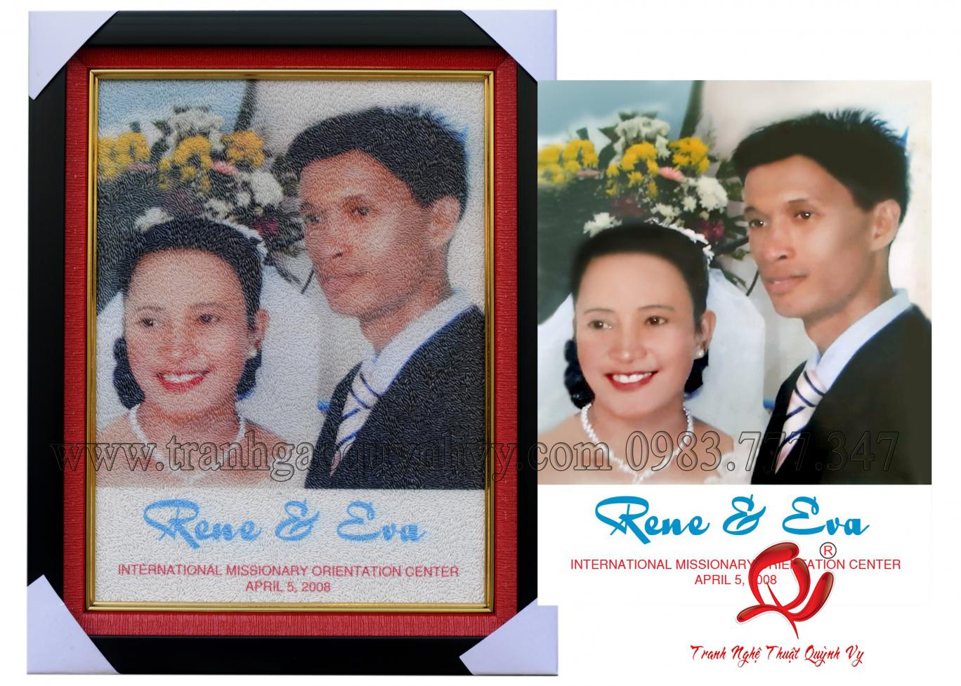 Tranh Gạo Chân Dung Cô Dâu - Chú Rể 30 x 40